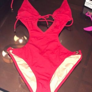Red swim suit